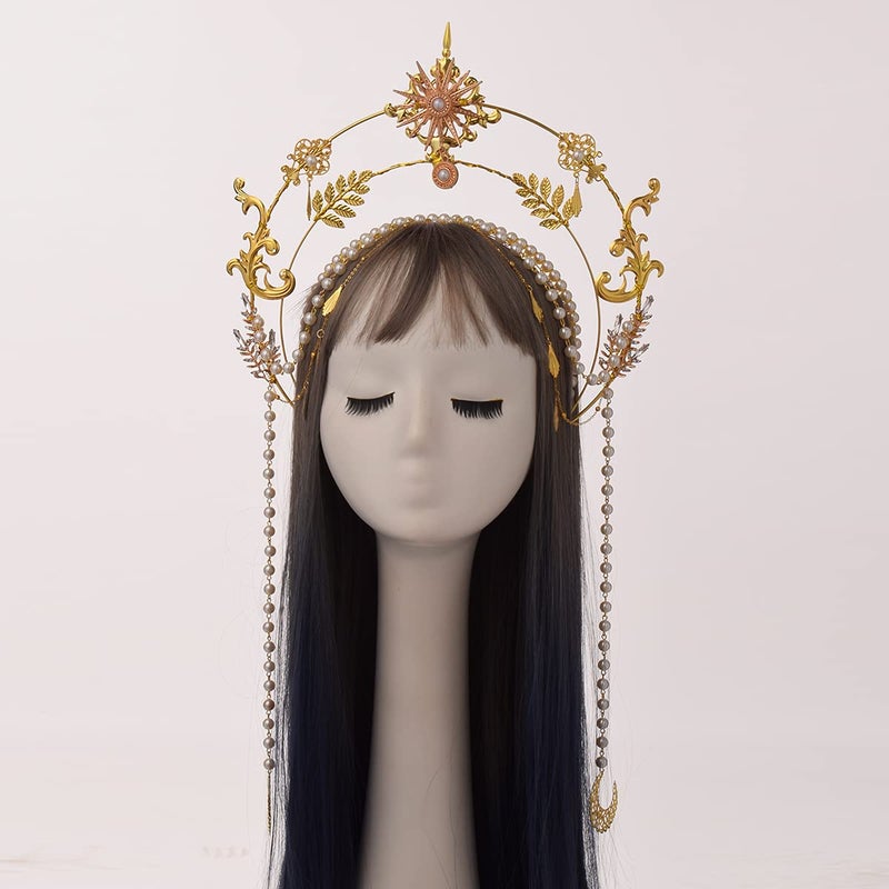 BLESSUME Halo Crown Mary Goddess Headband Women's Halloween Costume Goddess Headpiece (Style 11) - Image 2
